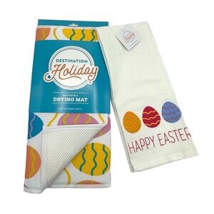 Destination Holiday Easter Egg Reversible Drying Mat‎ & Hand Towel